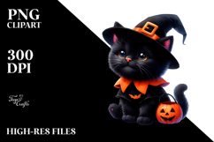 Cute Baby Black Cat in Halloween Costume, Transparent PNG Product Image 2