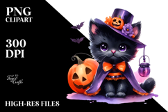 Cute Baby Black Cat in Halloween Costume, Transparent PNG Product Image 2