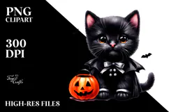Cute Baby Black Cat in Halloween Costume, Transparent PNG Product Image 2