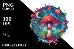 Watercolor Magical Celestial Mushroom PNG Product Image 2