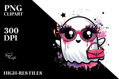 Cute Ghost with Glam Accessories PNG Product Image 2