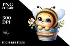 Funny Baby Bee in Bucket Sublimation Clipart Product Image 3