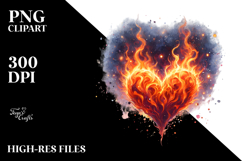 Fire Heart Digital PNG Product Image 2