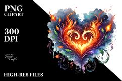 Fire Heart Digital PNG Product Image 2