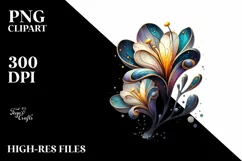 Abstract Wooden Freesia Splash | Clipart Product Image 3