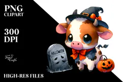 Cute Baby Cow Halloween Sublimation Clipart Product Image 2