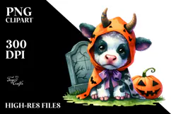 Cute Baby Cow Halloween Sublimation Clipart Product Image 2
