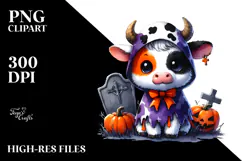Cute Baby Cow Halloween Sublimation Clipart Product Image 2