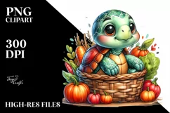 Quirky Colorful Baby Turtle Basket | Watercolor | Clipart Product Image 1