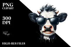 Funny Cow with Cool Hair PNG Product Image 2