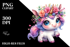 Playful Baby Unicorn with Floral Wreath Product Image 2