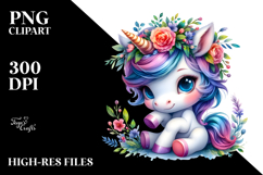 Playful Baby Unicorn with Floral Wreath Product Image 2