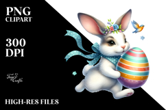Funny Bunny Running with Easter Egg PNG Product Image 2