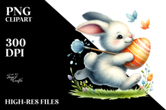 Funny Bunny Running with Easter Egg PNG Product Image 2