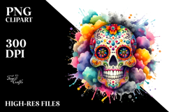 Colorful Skull with Splashes PNG Product Image 2