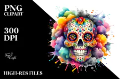 Colorful Skull Painting PNG Product Image 2