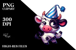 Holstein Cow with Party Hat, Silly PNG Product Image 2