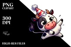 Whimsical Holstein Cow with Party Hat, PNG Product Image 2