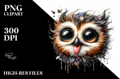 Funny Owl Portrait Smiling Tongue Dripping Clipart Product Image 3