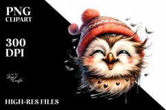 Funny Owl Portrait Smiling Tongue Dripping Clipart Product Image 3
