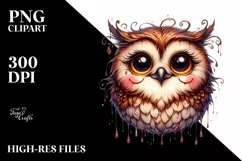Funny Owl Portrait Smiling Tongue Dripping Clipart Product Image 1