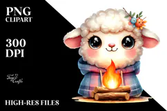 Vibrant Baby Lamb with Campfire PNG Product Image 2