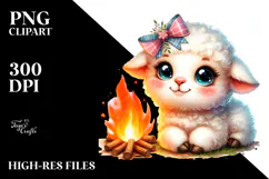 Vibrant Baby Lamb with Campfire PNG Product Image 2