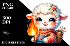 Vibrant Baby Lamb with Campfire PNG Product Image 2