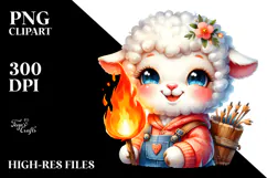 Vibrant Baby Lamb with Campfire PNG Product Image 2