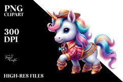 Colorful Baby Unicorn in Dancer&#039;s Outfit, PNG Product Image 1