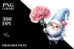 Cute Gnome Floating with Carnation PNG Product Image 2