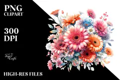 Colorful Gerbera Watercolor Glossy Petals Clipart Product Image 2