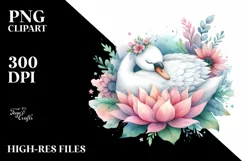 Whimsical Swan Watercolor Sticker | Sublimation | Clipart Product Image 1