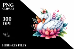 Whimsical Swan Watercolor Sticker | Sublimation | Clipart Product Image 3