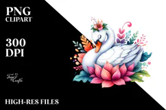 Whimsical Swan Watercolor Sticker | Sublimation | Clipart Product Image 2