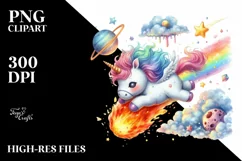 Baby Unicorn Diving PNG Product Image 3