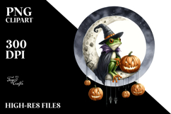 Halloween Frog on Half Moon PNG Product Image 2