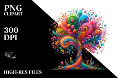 Colorfull Vibrant Tree Watercolor Clipart Product Image 1