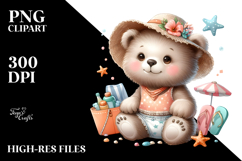 Cute Baby Bear in Beachwear PNG Product Image 2