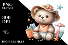 Cute Baby Bear in Beachwear PNG Product Image 2