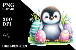 Cute Baby Penguin in Grass, PNG Product Image 2