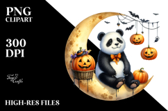 Halloween Panda on Half Moon PNG Product Image 2