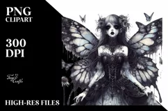 Detailed Watercolor Gothic Fairy | Clipart Product Image 1