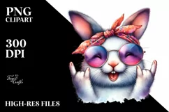 Funny Bunny Smiling Sunglassses Rocker Clipart Product Image 1