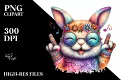 Funny Bunny Smiling Sunglassses Rocker Clipart Product Image 1