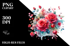 Abstract Red Roses, Watercolor PNG Product Image 2