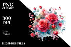 Abstract Red Roses, Watercolor PNG Product Image 2