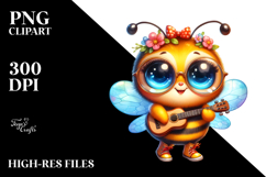 Vibrant Baby Bee with Guitar PNG Product Image 2