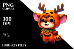 Cute Baby Elk with Pumpkin, Watercolor PNG Product Image 2