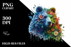 Vibrant Bear with Flowers, High-Res PNG Product Image 3
